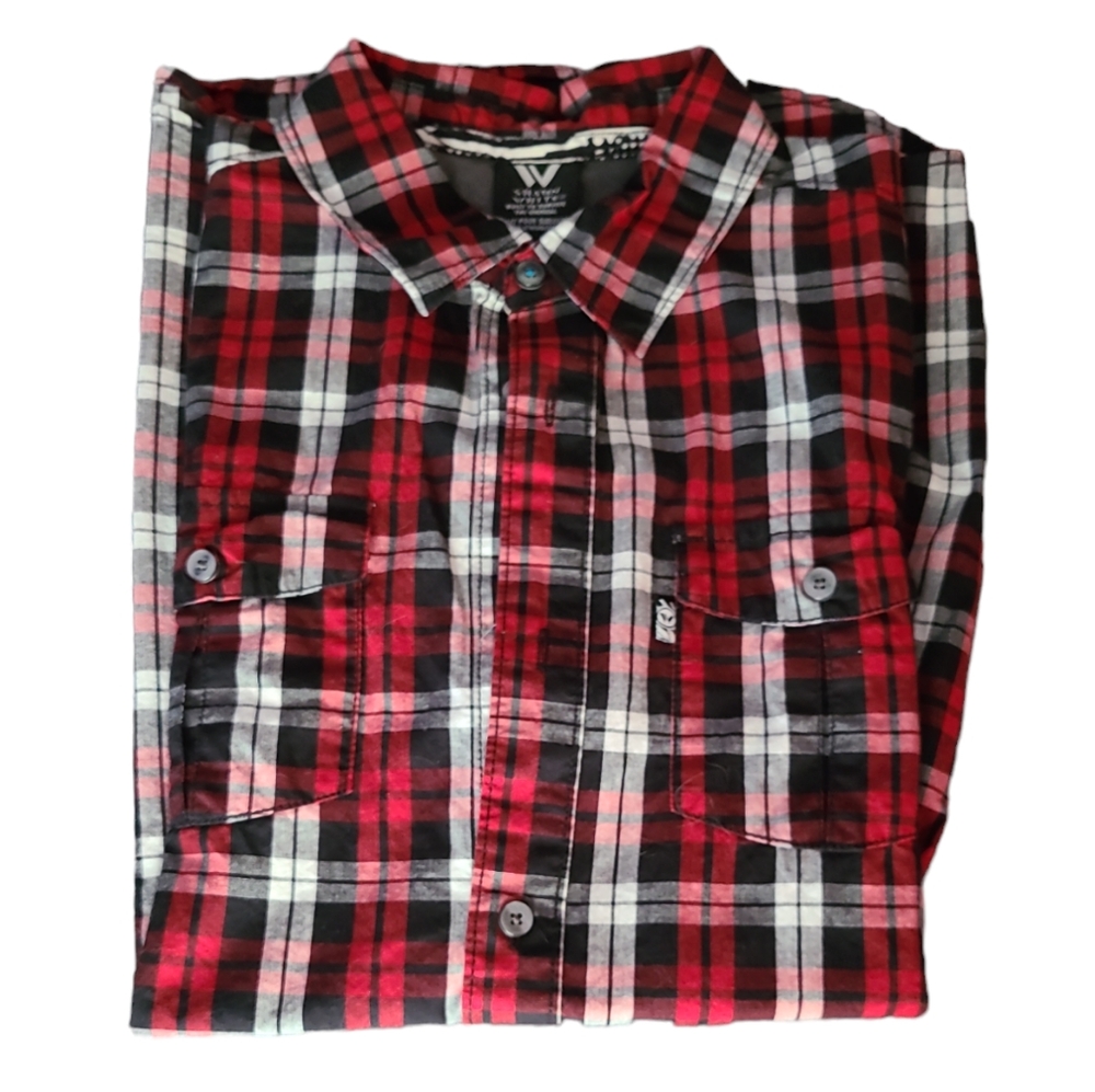 Black Red & White Casual Button Down Shirt XL